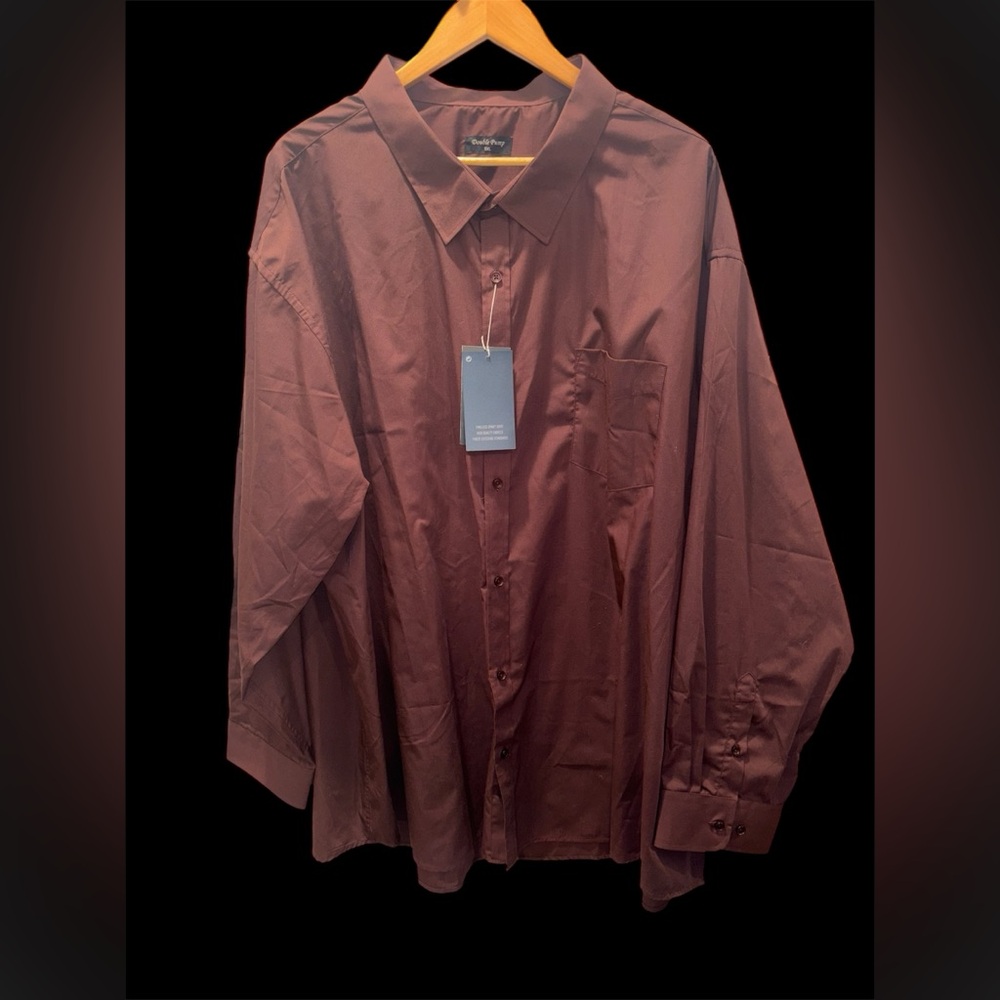 Double Pump Big & Tall Maroon Long-sleeved Dress Shirt
